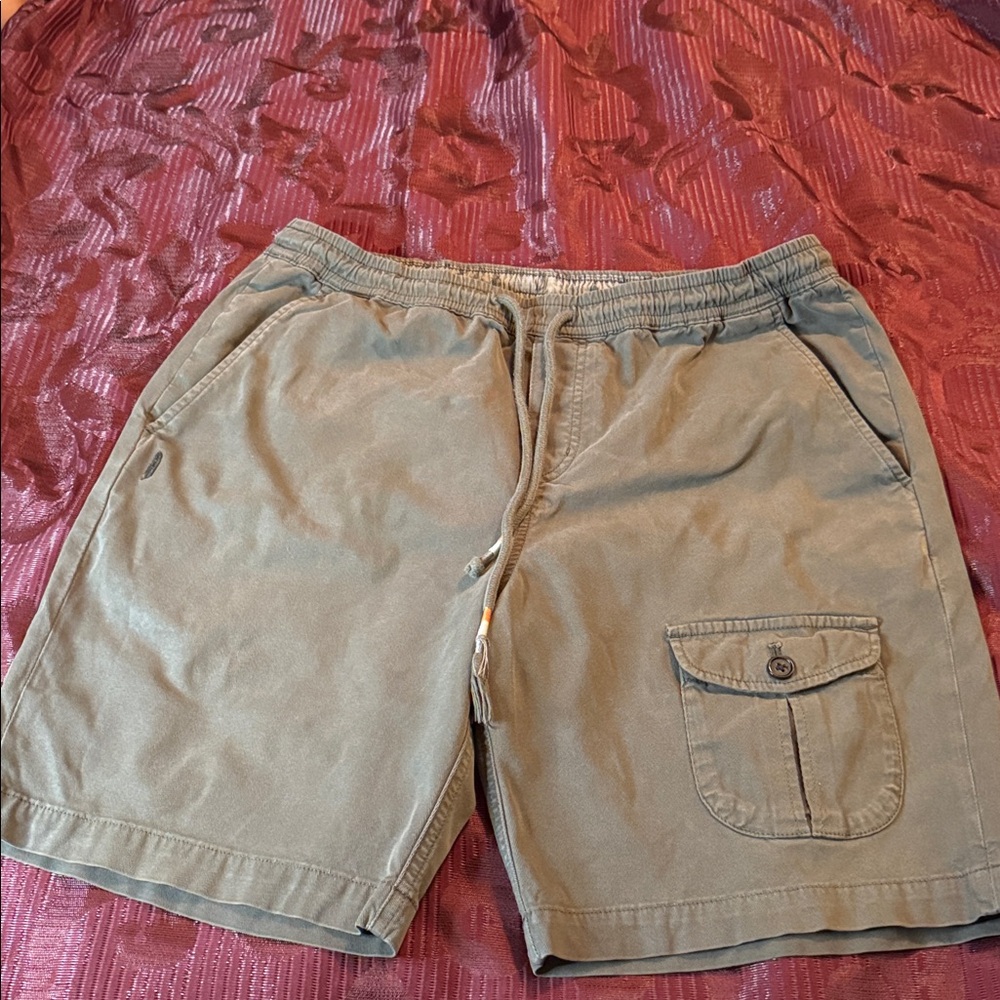 Michael Bastian Olive Feather Print Shorts